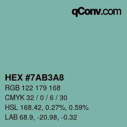 颜色代码: HEX #7AB3A8 | qconv.com