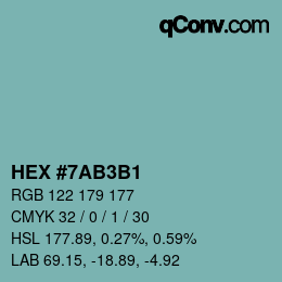Código de color: HEX #7AB3B1 | qconv.com