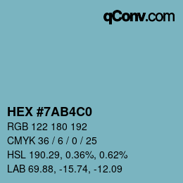 カラーコード: HEX #7AB4C0 | qconv.com
