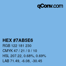 颜色代码: HEX #7AB5E6 | qconv.com
