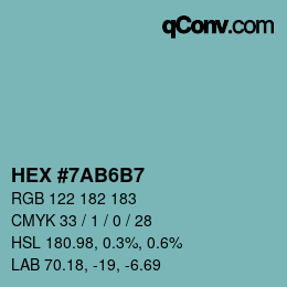 カラーコード: HEX #7AB6B7 | qconv.com