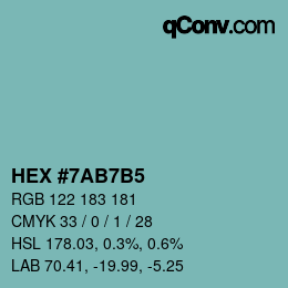 カラーコード: HEX #7AB7B5 | qconv.com