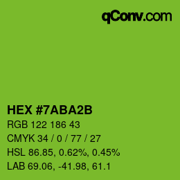 颜色代码: HEX #7ABA2B | qconv.com