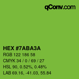 カラーコード: HEX #7ABA3A | qconv.com