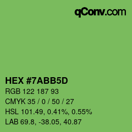カラーコード: HEX #7ABB5D | qconv.com