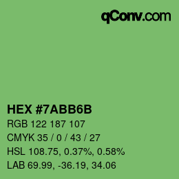 カラーコード: HEX #7ABB6B | qconv.com