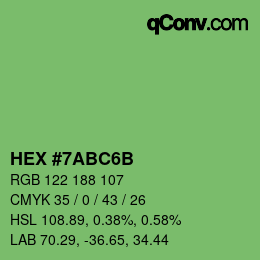 Color code: HEX #7ABC6B | qconv.com