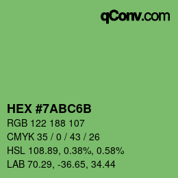 Code couleur: HEX #7ABC6B | qconv.com