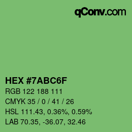 カラーコード: HEX #7ABC6F | qconv.com