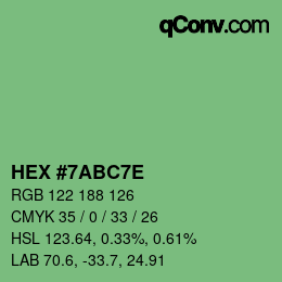 Color code: HEX #7ABC7E | qconv.com
