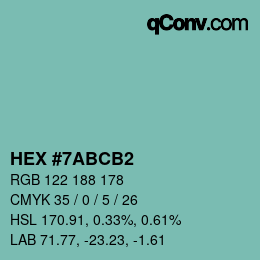 Farbcode: HEX #7ABCB2 | qconv.com