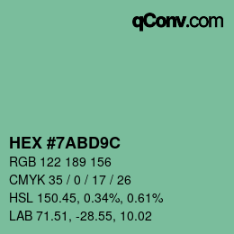 Color code: HEX #7ABD9C | qconv.com