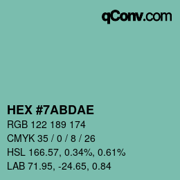 Color code: HEX #7ABDAE | qconv.com
