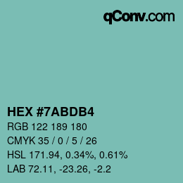 颜色代码: HEX #7ABDB4 | qconv.com