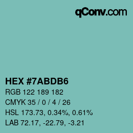 Color code: HEX #7ABDB6 | qconv.com