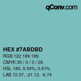 Color code: HEX #7ABDBD | qconv.com