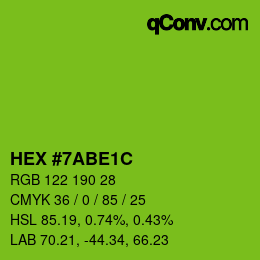 Color code: HEX #7ABE1C | qconv.com