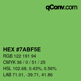 カラーコード: HEX #7ABF5E | qconv.com
