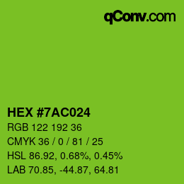 Color code: HEX #7AC024 | qconv.com