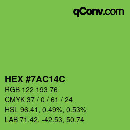 カラーコード: HEX #7AC14C | qconv.com
