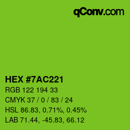 颜色代码: HEX #7AC221 | qconv.com