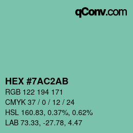 Color code: HEX #7AC2AB | qconv.com