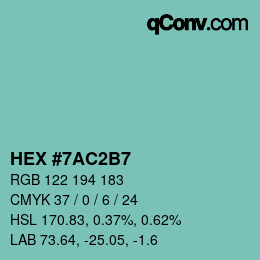 カラーコード: HEX #7AC2B7 | qconv.com