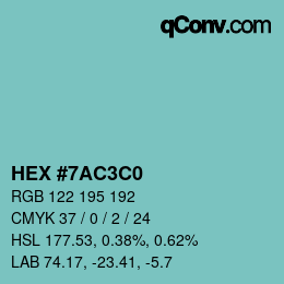 Farbcode: HEX #7AC3C0 | qconv.com