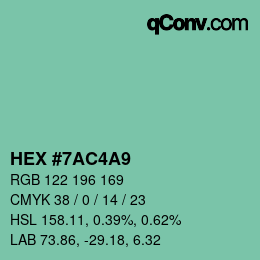 颜色代码: HEX #7AC4A9 | qconv.com