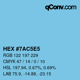 Farbcode: HEX #7AC5E5 | qconv.com