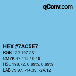 颜色代码: HEX #7AC5E7 | qconv.com