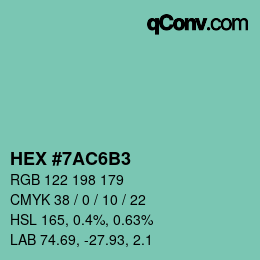 カラーコード: HEX #7AC6B3 | qconv.com