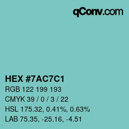 Color code: HEX #7AC7C1 | qconv.com