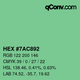 Color code: HEX #7AC892 | qconv.com