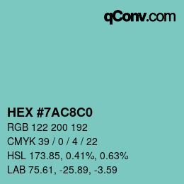 Color code: HEX #7AC8C0 | qconv.com