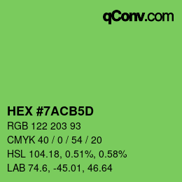 颜色代码: HEX #7ACB5D | qconv.com