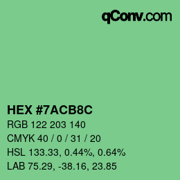 Color code: HEX #7ACB8C | qconv.com