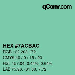 Color code: HEX #7ACBAC | qconv.com
