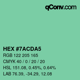 颜色代码: HEX #7ACDA5 | qconv.com