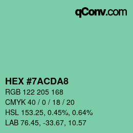 颜色代码: HEX #7ACDA8 | qconv.com