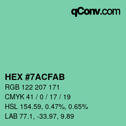Color code: HEX #7ACFAB | qconv.com