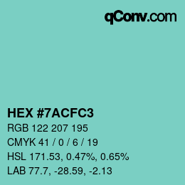 Color code: HEX #7ACFC3 | qconv.com
