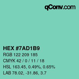 Color code: HEX #7AD1B9 | qconv.com
