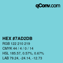カラーコード: HEX #7AD2DB | qconv.com