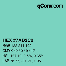 Color code: HEX #7AD3C0 | qconv.com