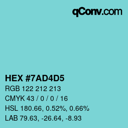 颜色代码: HEX #7AD4D5 | qconv.com