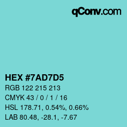 Color code: HEX #7AD7D5 | qconv.com
