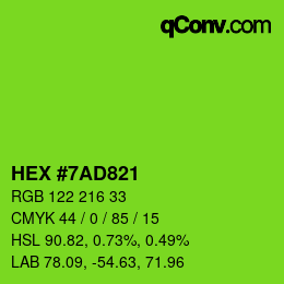カラーコード: HEX #7AD821 | qconv.com