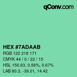 Color code: HEX #7ADAAB | qconv.com