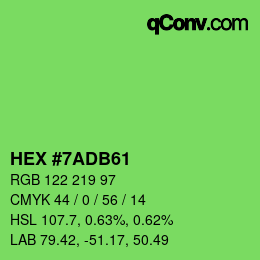 颜色代码: HEX #7ADB61 | qconv.com